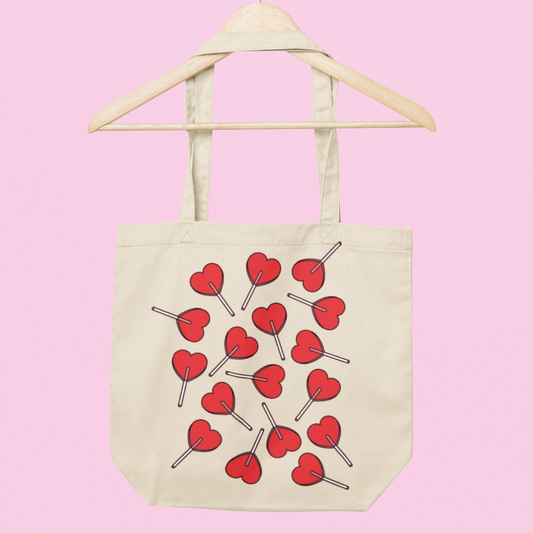 Heart lollipop tote bag